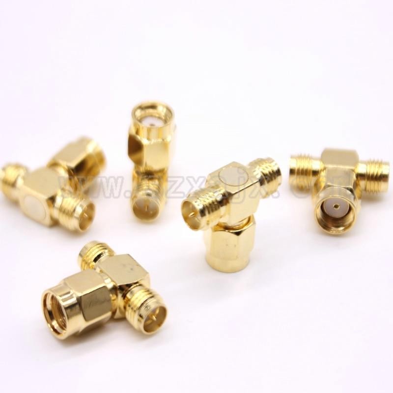 5pcs RP-SMA 3 way adapter RP-SMA male  to two RP-SMA female Reverse  "T" Type connector adapter fast ship
