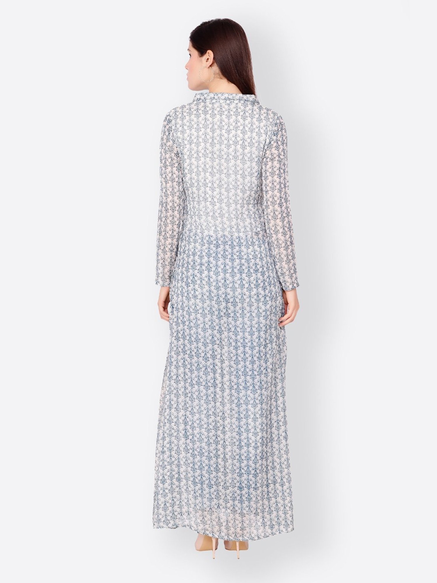 Scorpius White & Blue Printed Long Top