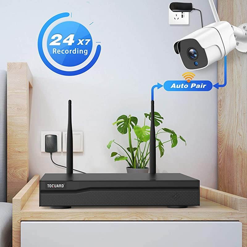 Wireless Security Camera System 8CH 1080P NVR 4Pcs 1080P Outdoor/Indoor WiFi Surveillance Cameras with Motion Detection,Email Alert,Night Vision,Remote Monitor,Waterproof,No Hard Drive