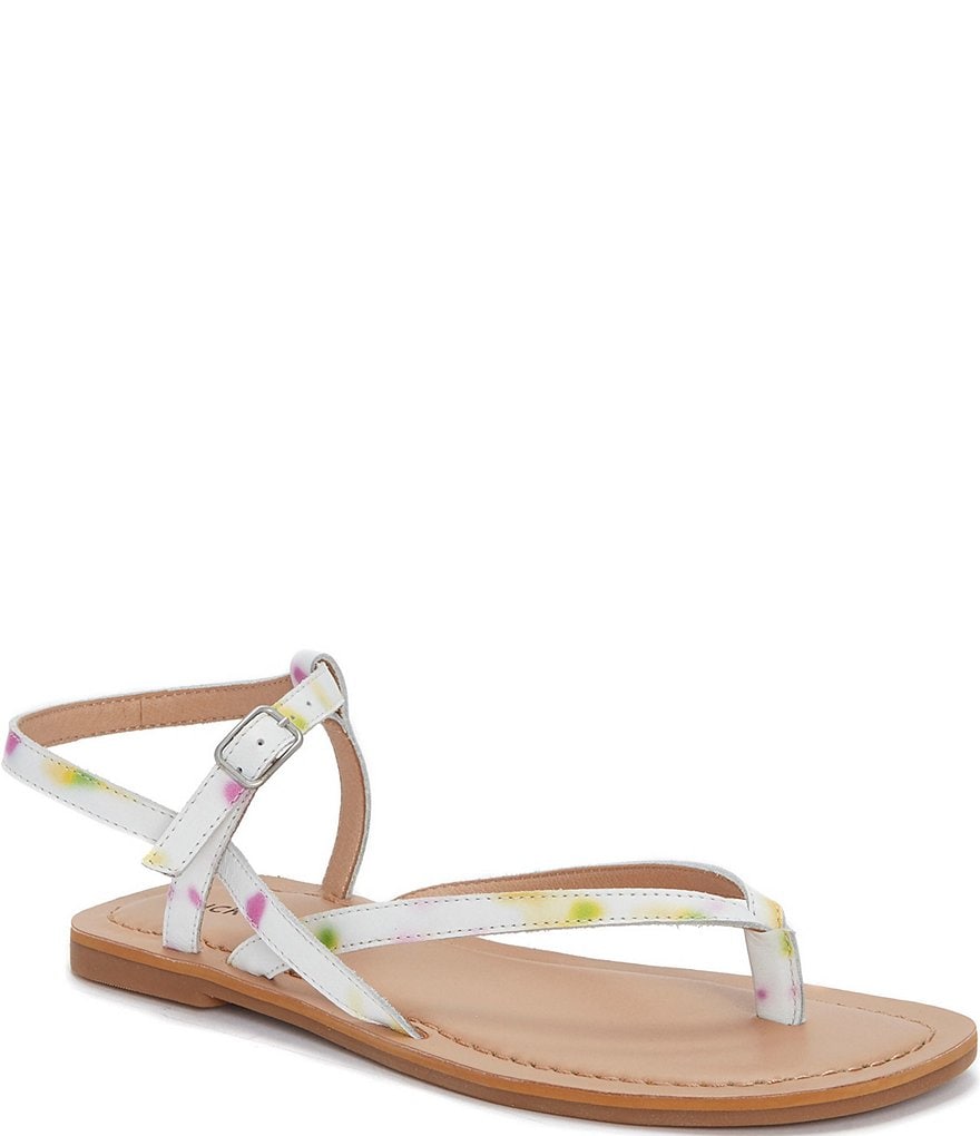 Lucky Brand Bylee Tie-Dye Printed Leather Thong Sandals