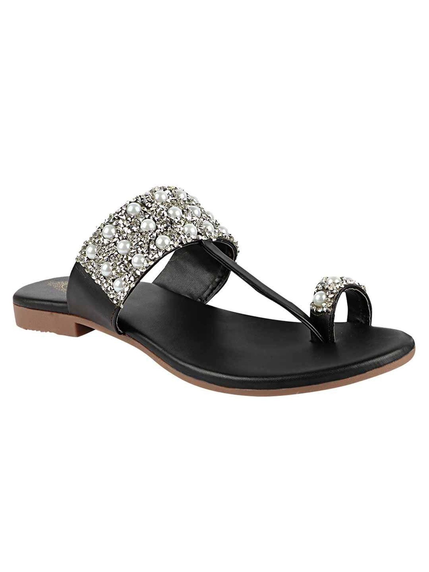 Shoetopia Kids Black Toe Ring Sandals