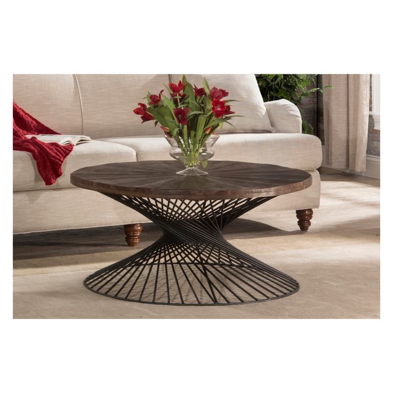 Kanister Coffee Table Wood/Metal Weathered Walnut Finished/Dark Pewter - Hillsdale Furniture