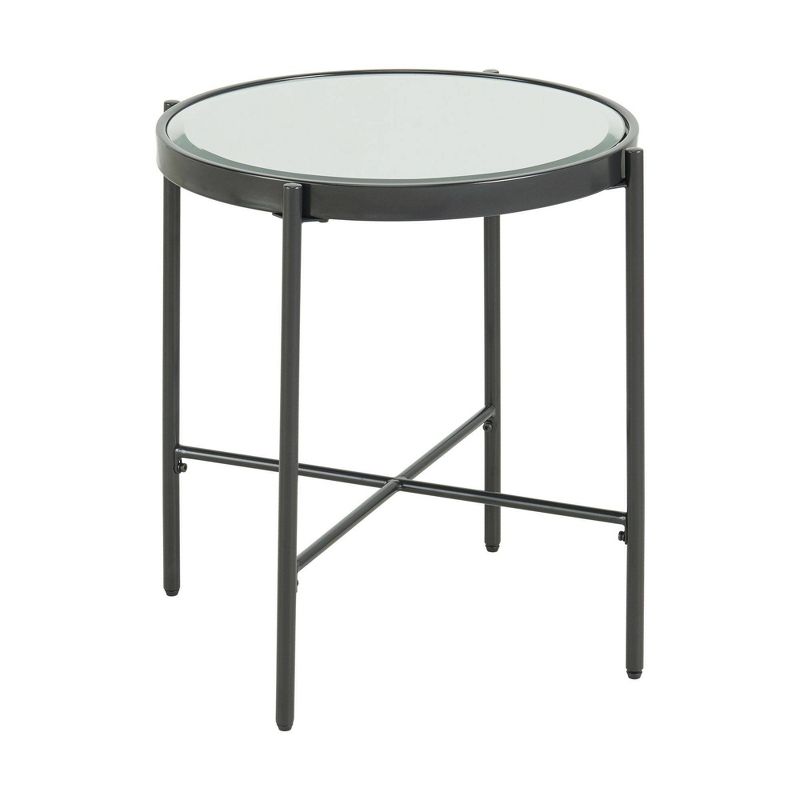 Carlo Round End Table with Glass Top Black - Picket House Furnishings