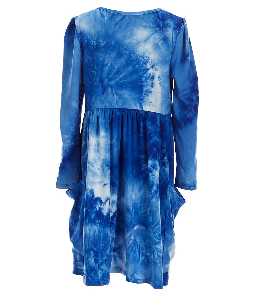 Us Angels Little Girls 2T-6X Long Sleeve Tie-Dye Babydoll Dress
