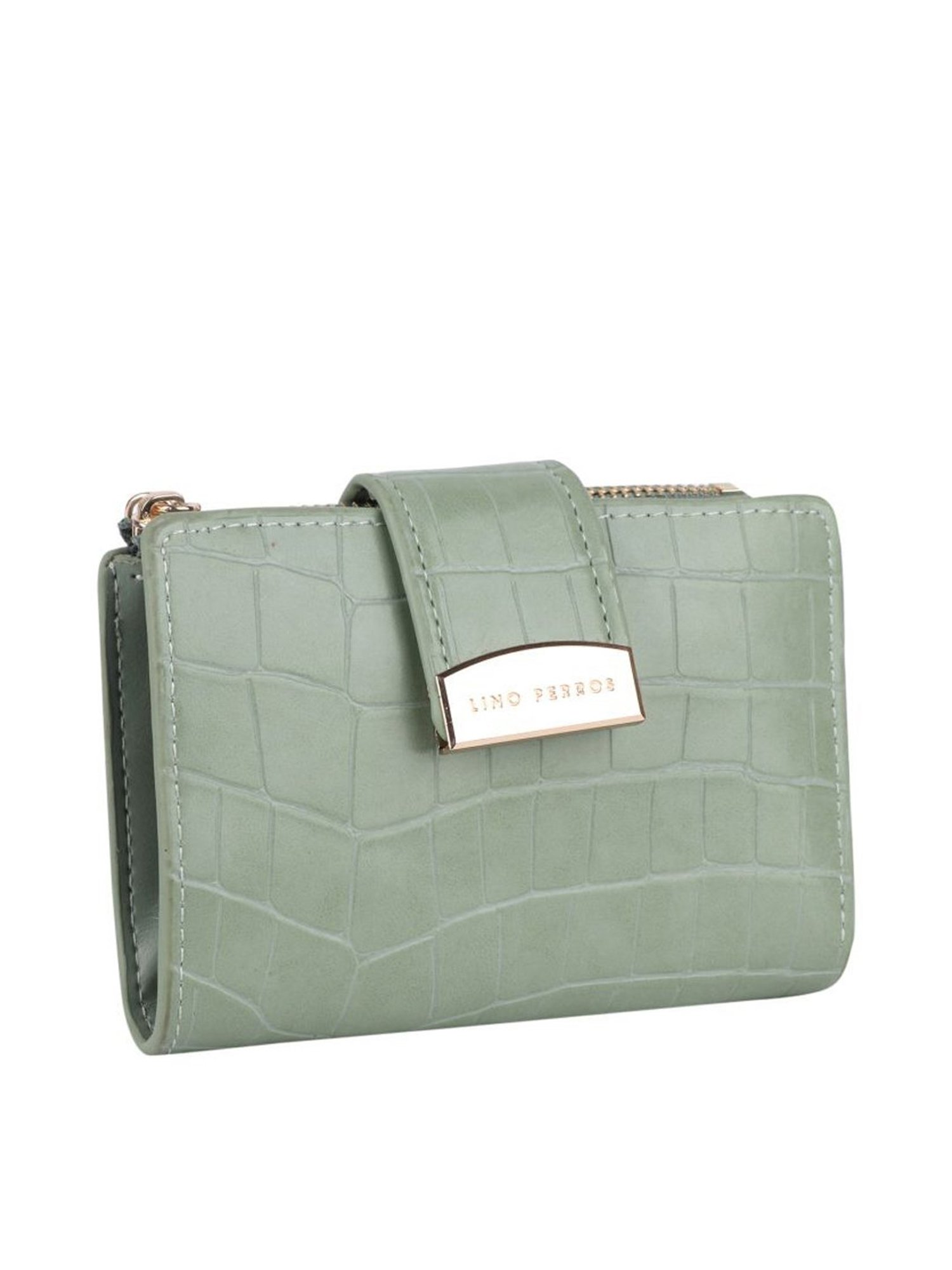 Lino Perros Green Textured Bi-Fold Wallet for Women