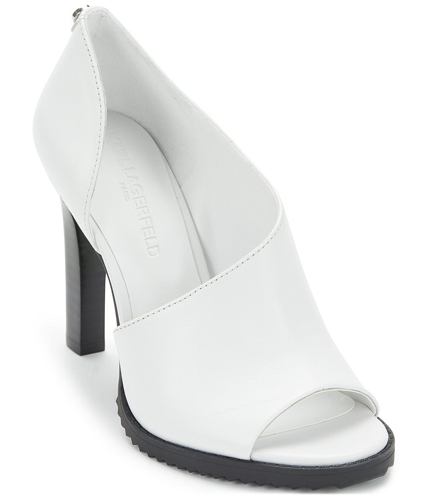 KARL LAGERFELD PARIS Brette Leather Peep-Toe d'Orsay Heels