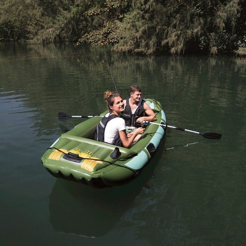 Intex Excursion 5 Person Inflatable Raft, 2 Oars and 2 Red Life Jackets, L/XL