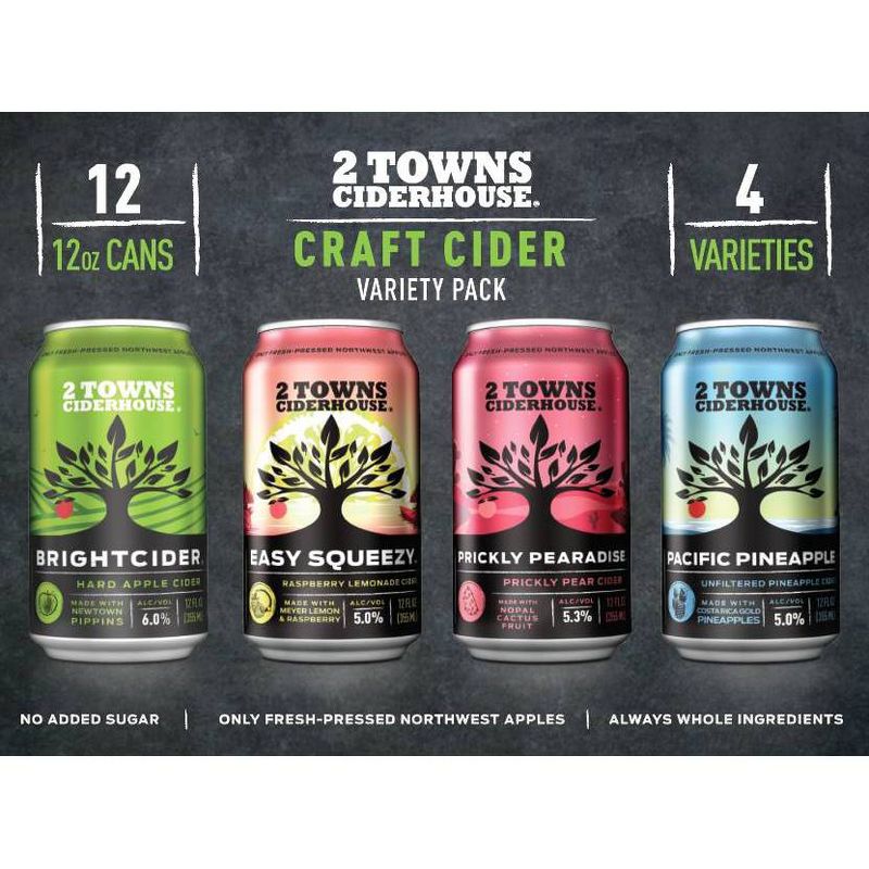 2 Towns Hard Cider Variety Pack - 12pk/12 fl oz Cans