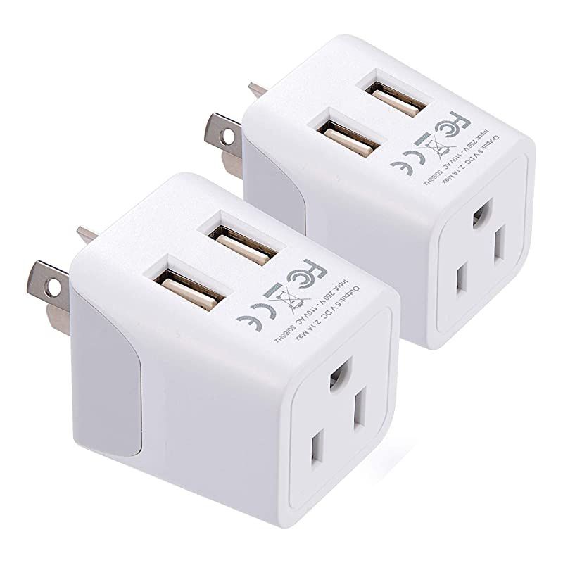Adapter Plug with USB for Australia New Zealand China by Ceptics Dual USB Input Ultra Compact USA to Type I Perfect for Cell Phones Chargers Cameras and More 2 Pack CTU16