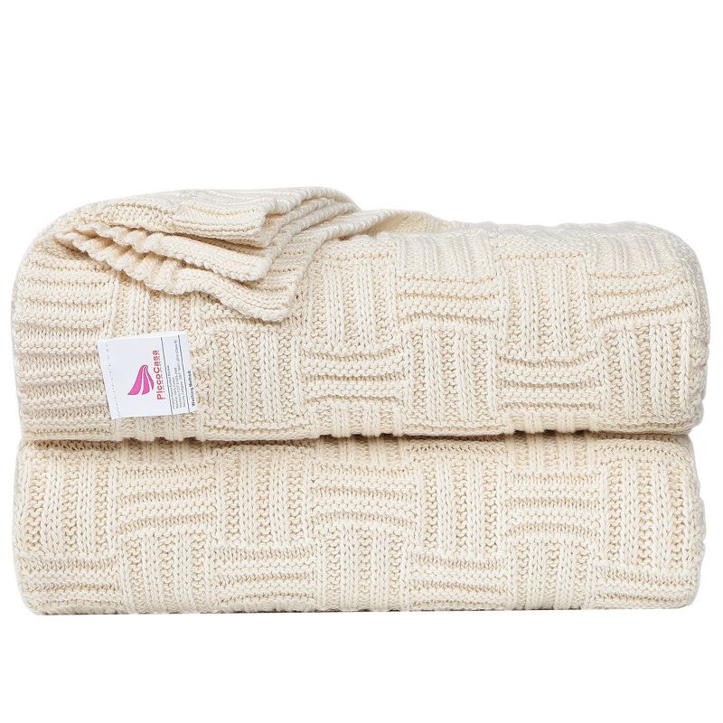 1 Pc Queen Cotton Shaggy Sherpa Bed Blankets Beige  - PiccoCasa