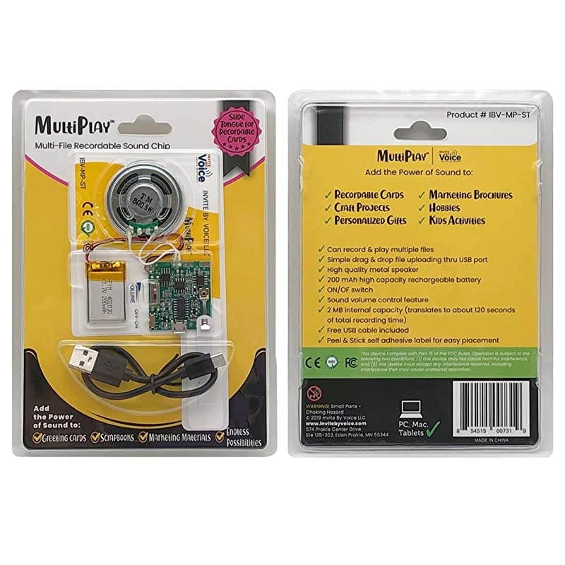 Re-recordable Sound Chip for Greeting Cards | Plays Different Recording Each Time Activated | Add the Power of Sound to Recordable Cards, Scrapbooks, Photo Albums, Personalized Gifts, Crafts