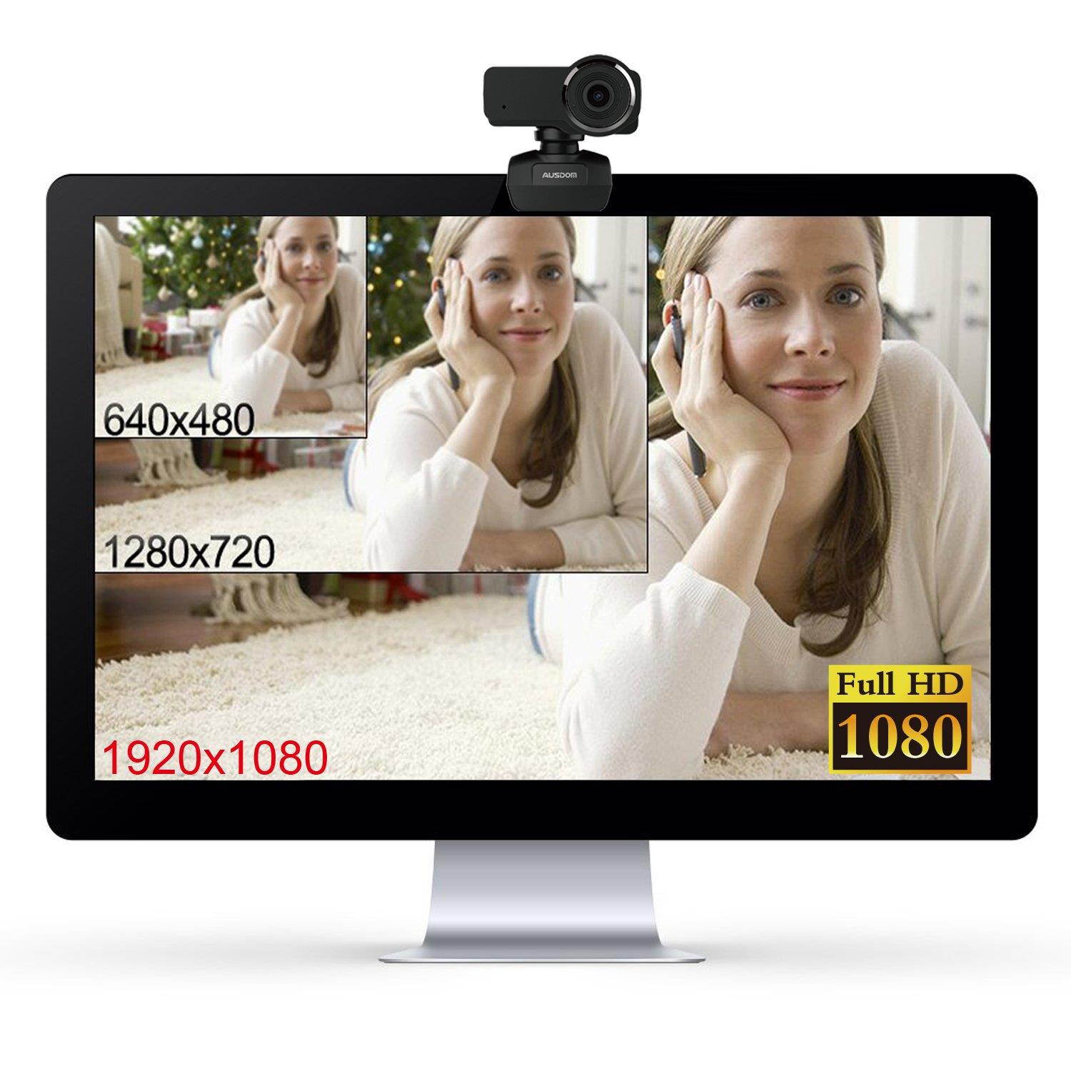 AUSDOM Full HD 1080p Webcam, OBS Live Streaming Webcam, Computer Camera with Microphone for Skype Xsplit Twitch YouTube Facebook, Compatible for MAC OS Windows 10/8/7