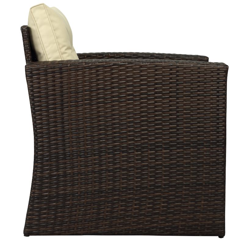 Rio 5pc All - Weather Wicker Conversation Set with Storage - Dark Brown with Beige Cushions - Thy Hom