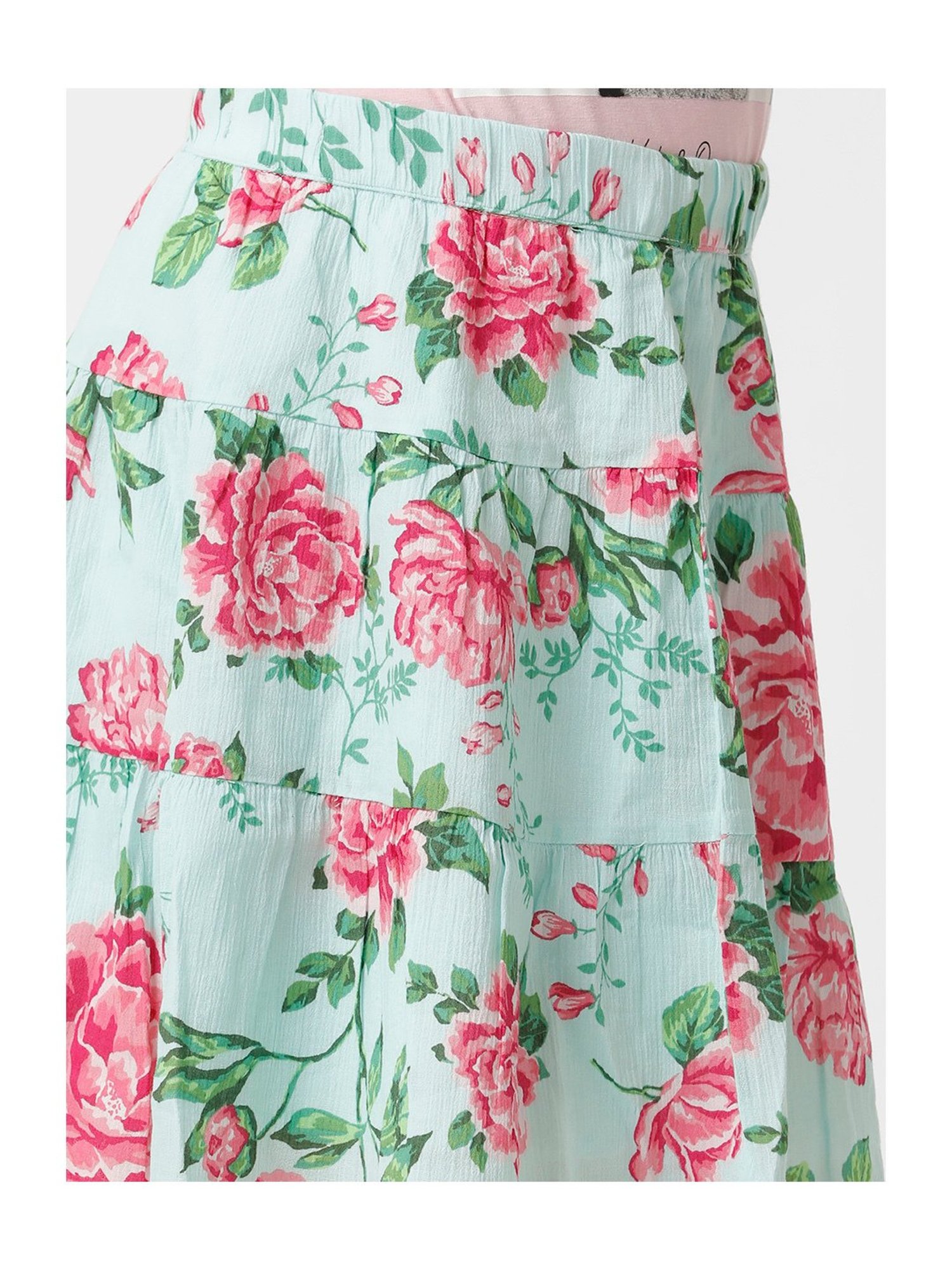 Kate & Oscar Kids Green Floral Print Skirt