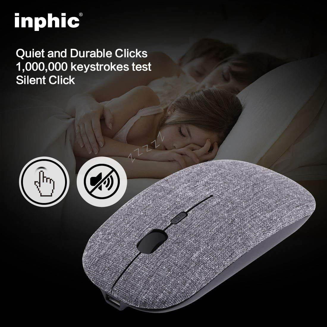 Rechargeable Wireless Mouse Mini Cordless Mice with USB Nano,Silent Click, Ultra Light & Slim for Dell/Apple/HP/Thinkpad PC Computer,Laptop,MacBook (Black Wood Grain)