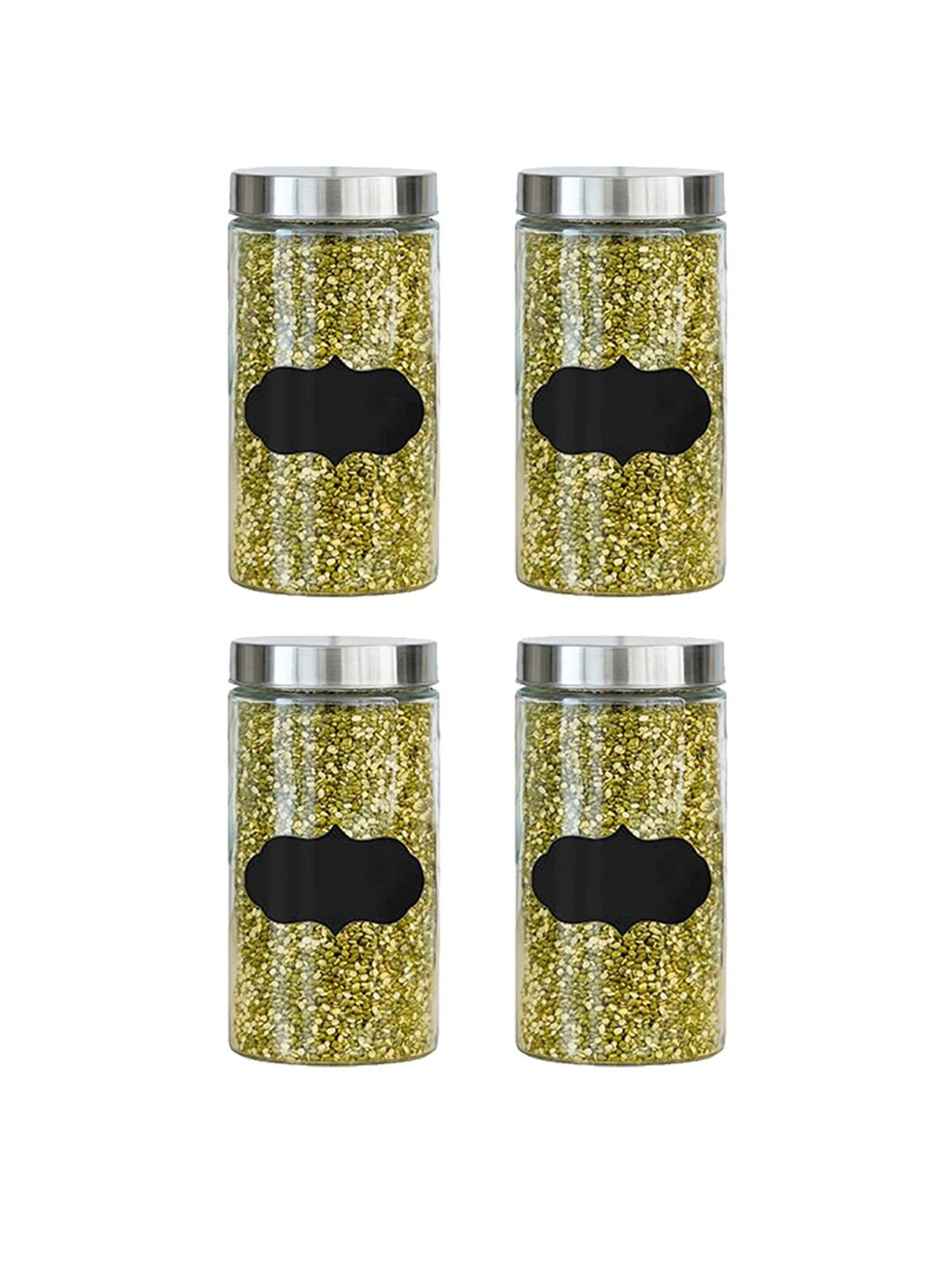 Femora Cylinder Transparent Glass Storage Jars (2200 ml) - Set of 4