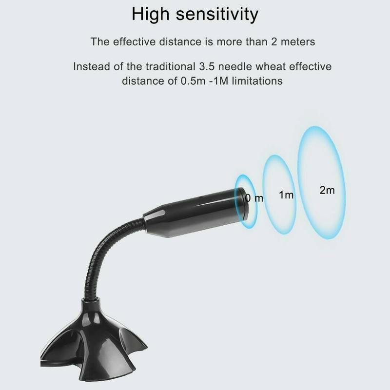 USB Wired Office Home Conference Microphone Mic for PC Desktop Notebook Laptop Computer Microphone Plug and Play (Black)