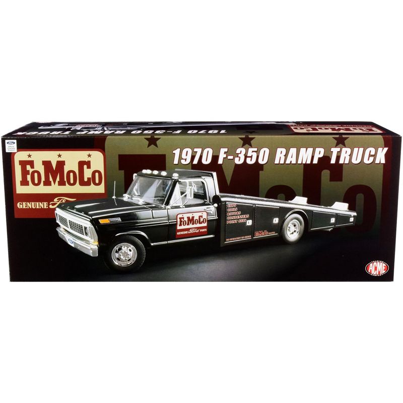 1970 Ford F-350 Ramp Truck "FoMoCo Parts" Black 1/18 Diecast Model Car by ACME