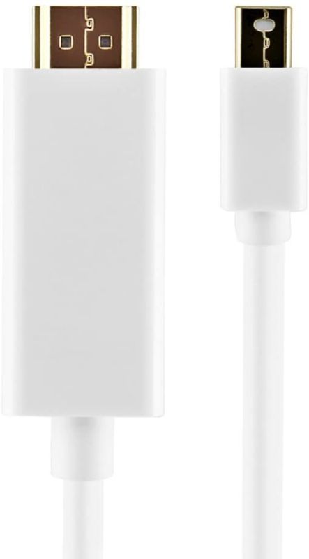 TNP Mini DisplayPort to HDMI Adapter Cable (6FT) - (Thunderbolt 2 Compatible) mDP Mini DP to HDMI Male Connector Port Full HD 1080P Ready Video Audio Converter Wire Cord Plug - White