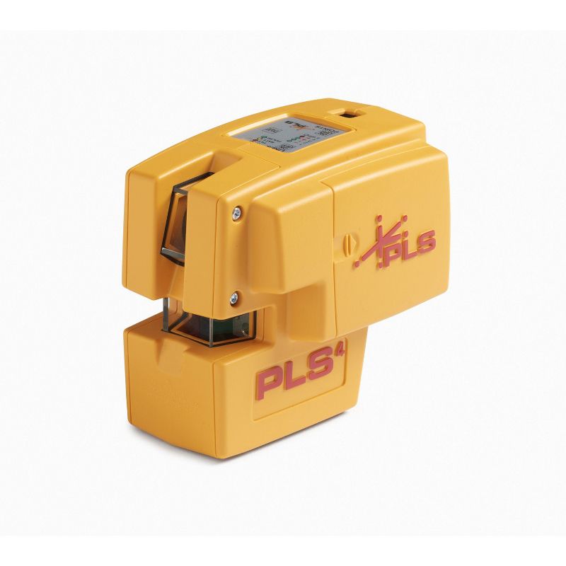Pacific Laser Systems PLS 4 Red Cross Line Laser Level w/ Plumb, Bob & Level Professional Grade Durable Home Improvement Tool, Yellow