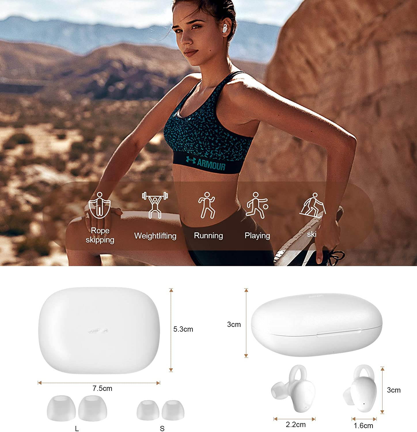 TWS Earphone Touch Wireless Earbuds, CVC 8.0 Noise Cancelling with Deep Bass 1800mAh Charging Case, total 35H Playtime Stereo Call Sweat proof Easy Pairing Gym for iPhone and Android