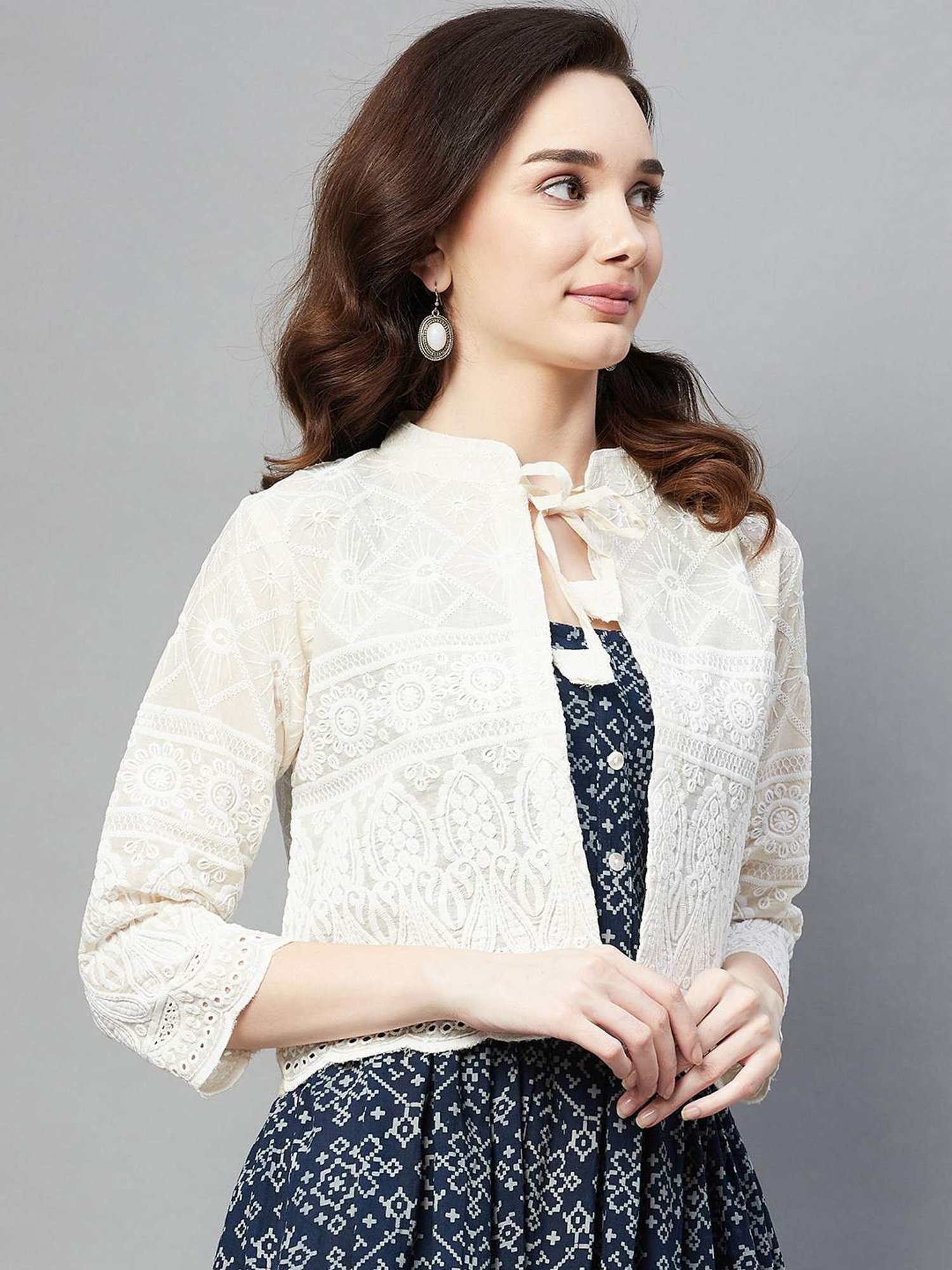 Aarika Cream Embroidered Ethnic Jacket