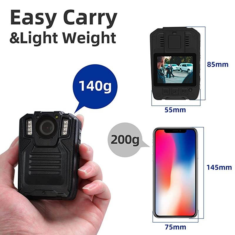 1296P Body Camera with Audio, Multifunctional Police Body Cameras for Law Enforcement,Security Guard Body Camera,Waterproof Body Worn Camera with Night Vision,2 Inch Display Video(32GB)