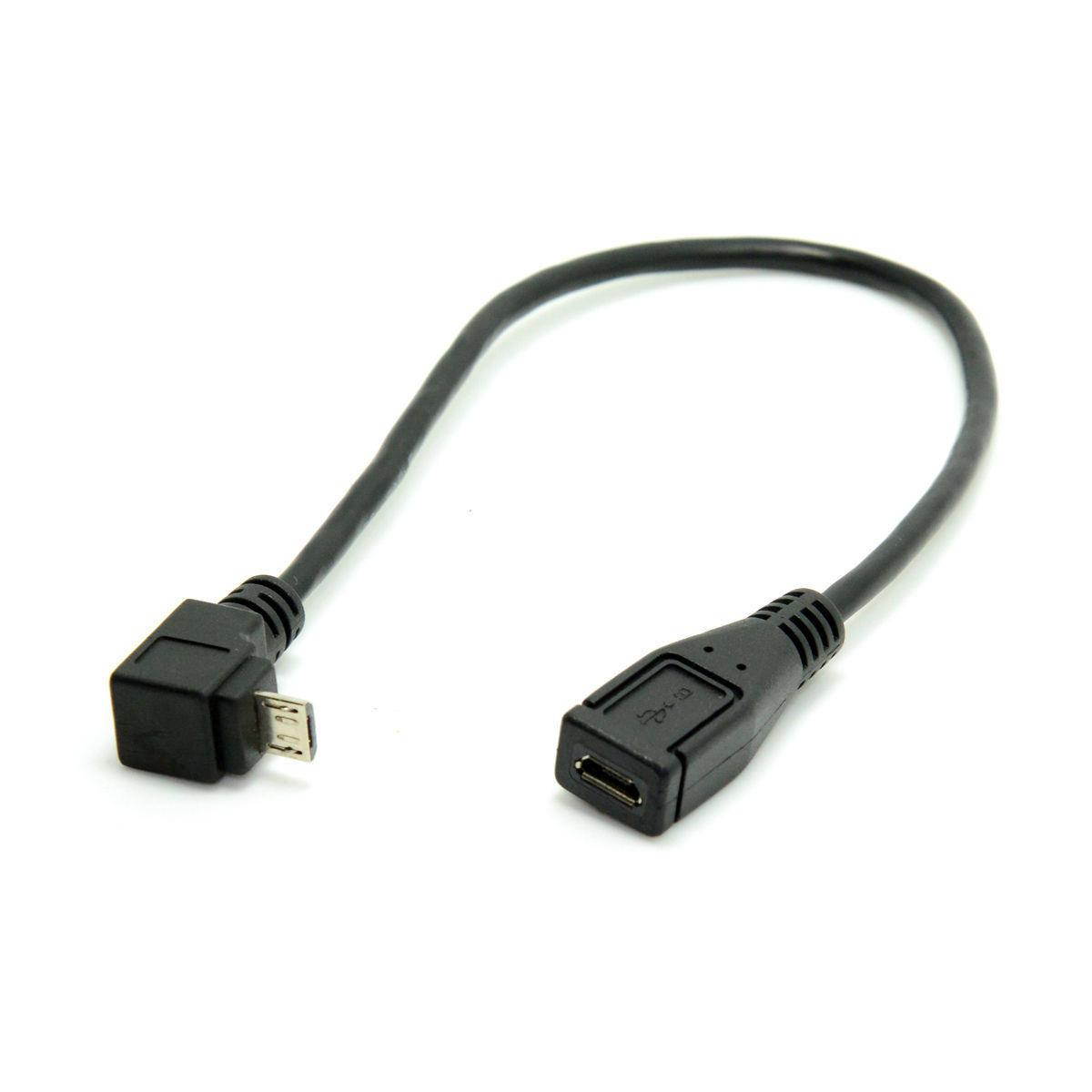 Down Direction 90 Degree Angled Micro USB 2.0 5Pin Male Female Extension Cable