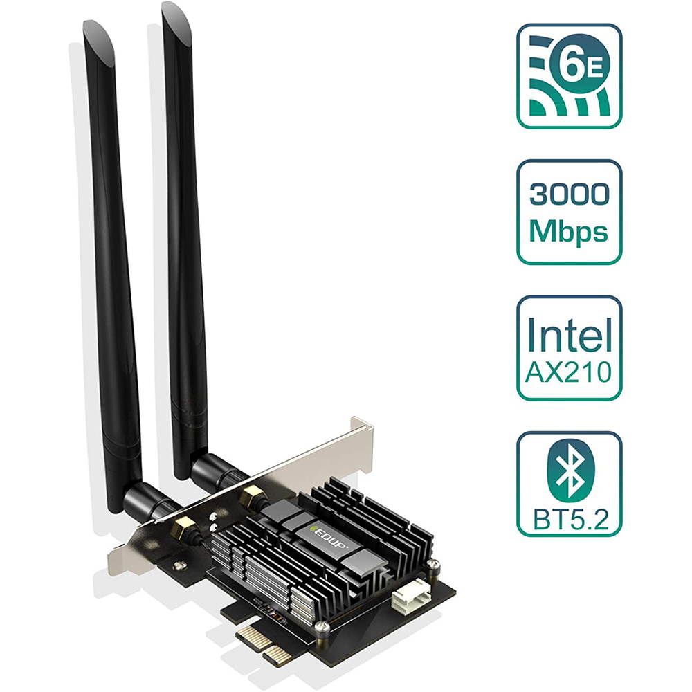 New WiFi 6 Card AX 3000Mbps PCIe Network Card AX200 802.11AX 2.4Ghz/5.8Ghz with Bluetooth 5.0 & Heat Sink Wireless PCI Express Wi-Fi Adapters Dual Band Antenna for Windows 10 64-bit