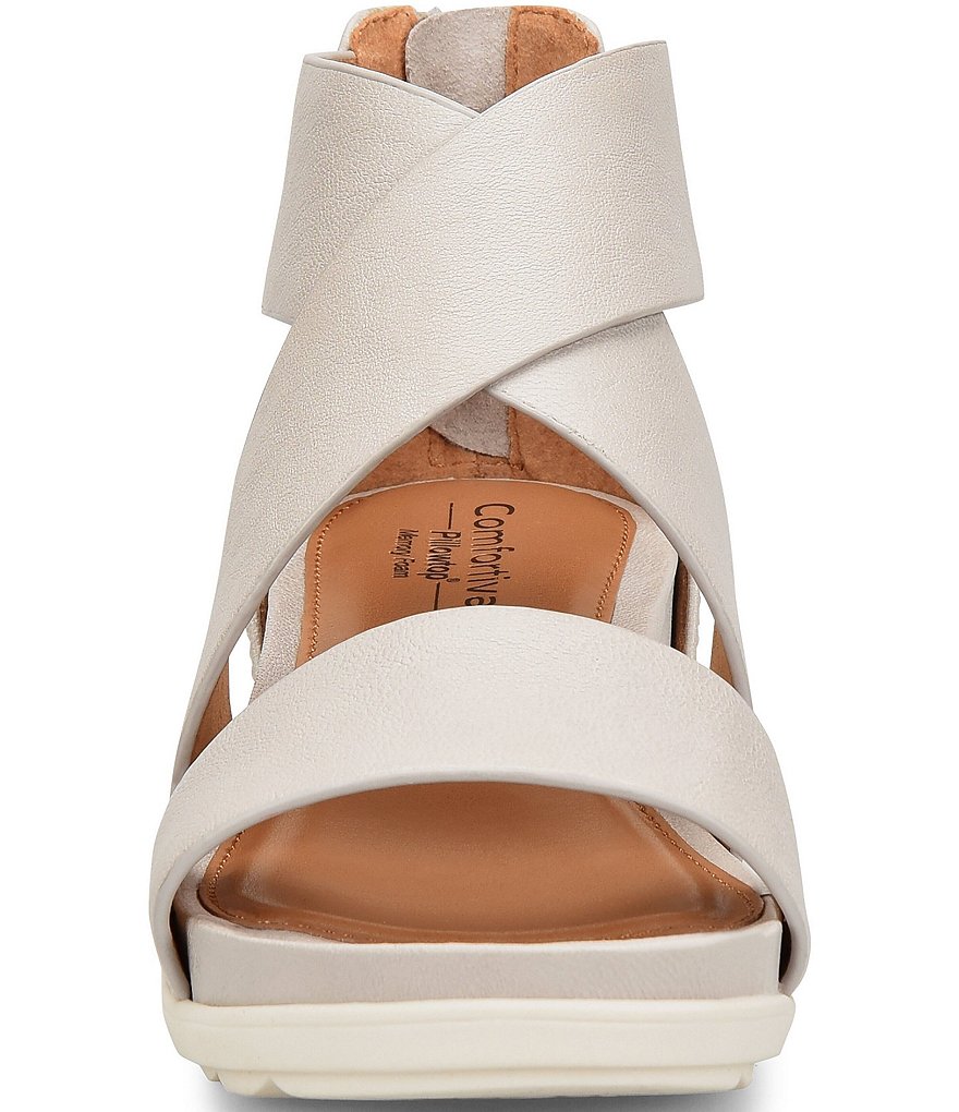 Comfortiva Pacifica Leather Criss-Cross Strap Sporty Wedge Sandals