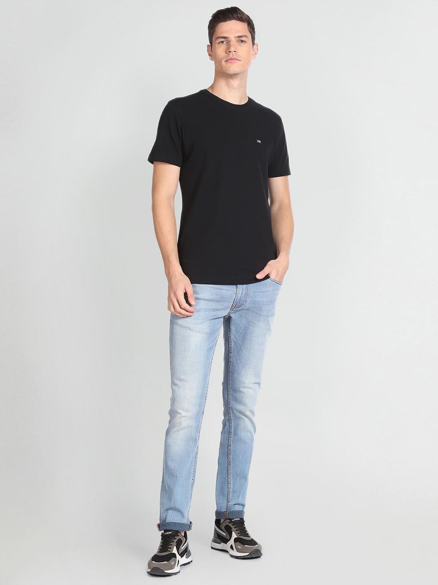 Arrow Sport Black Cotton Regular Fit T-Shirt
