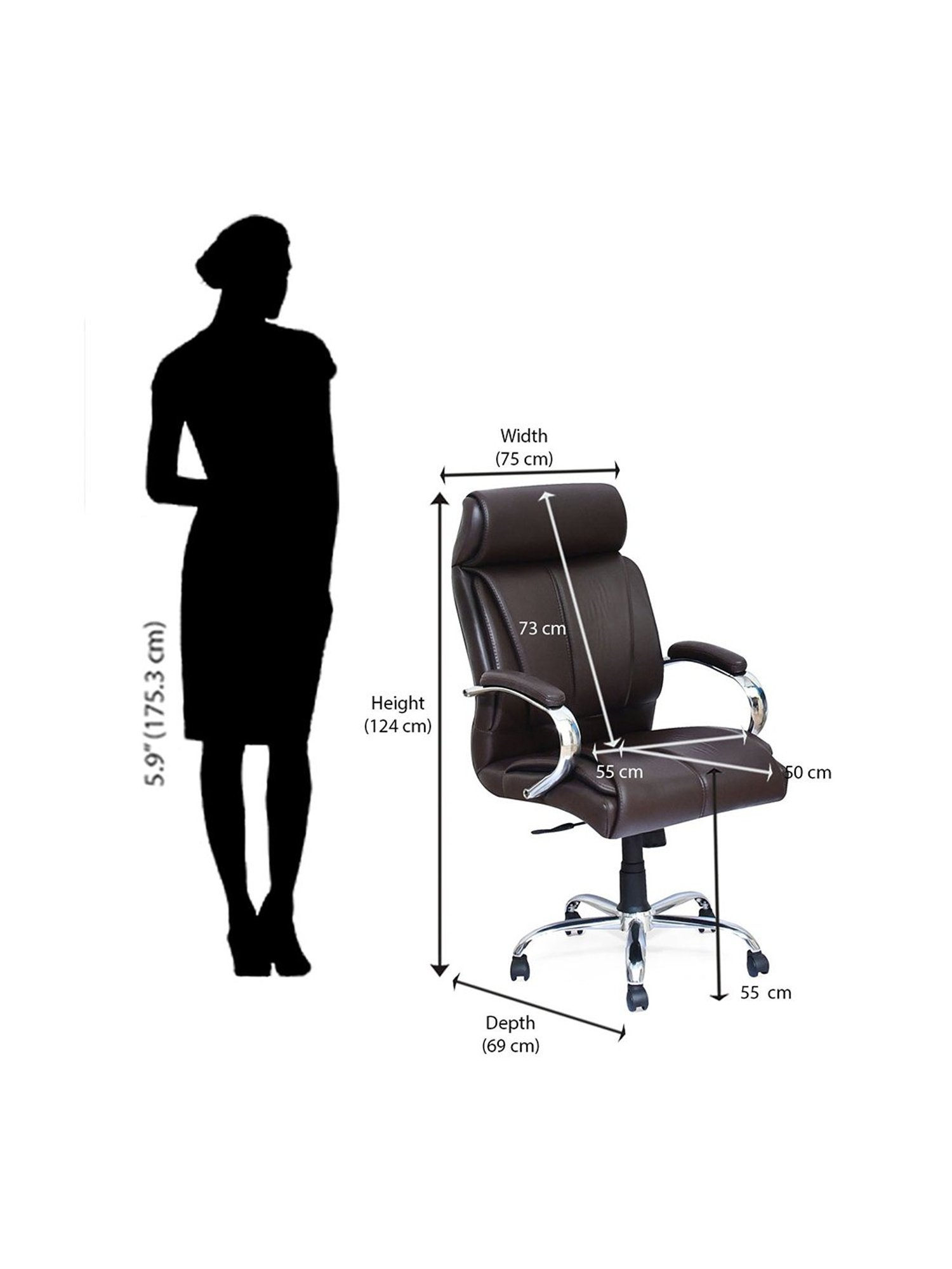 Nilkamal Belgrade Brown Nylon Belgrade Leatherette Ergonomic High Back Office Chair