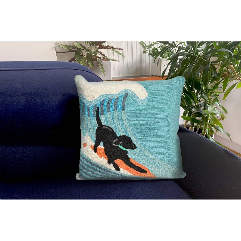 18"x18" Pool Side Surfing Indoor/Outdoor Square Throw Pillow Blue - Liora Manne