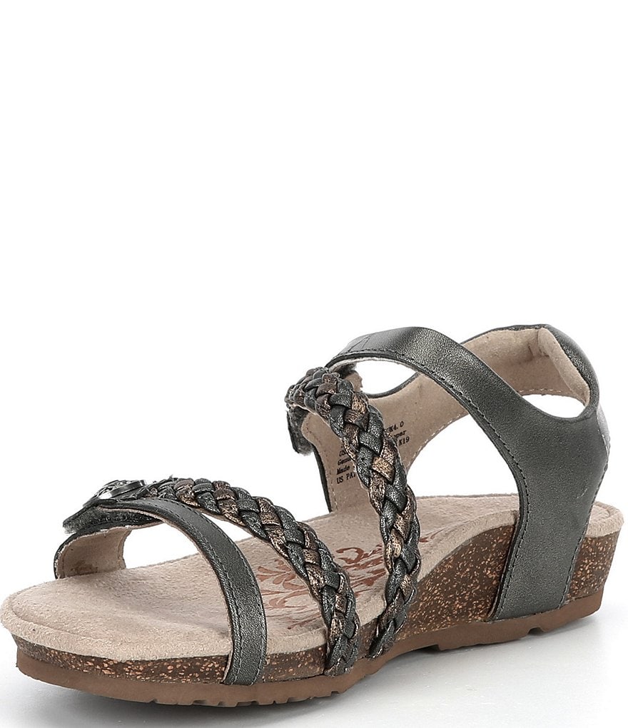 Aetrex Jillian Braided Leather Cork Wedge Sandals
