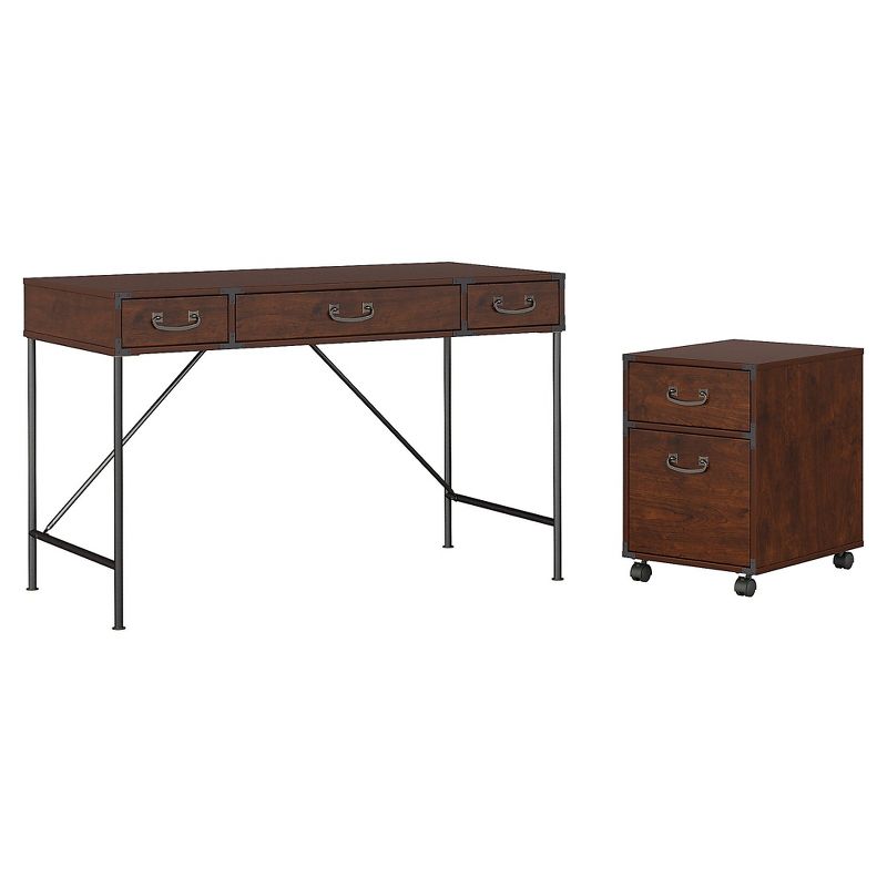 kathy ireland Home by Bush Furniture 48W Writing Desk and 2 Drawer Mobile File Cabinet, Coastal