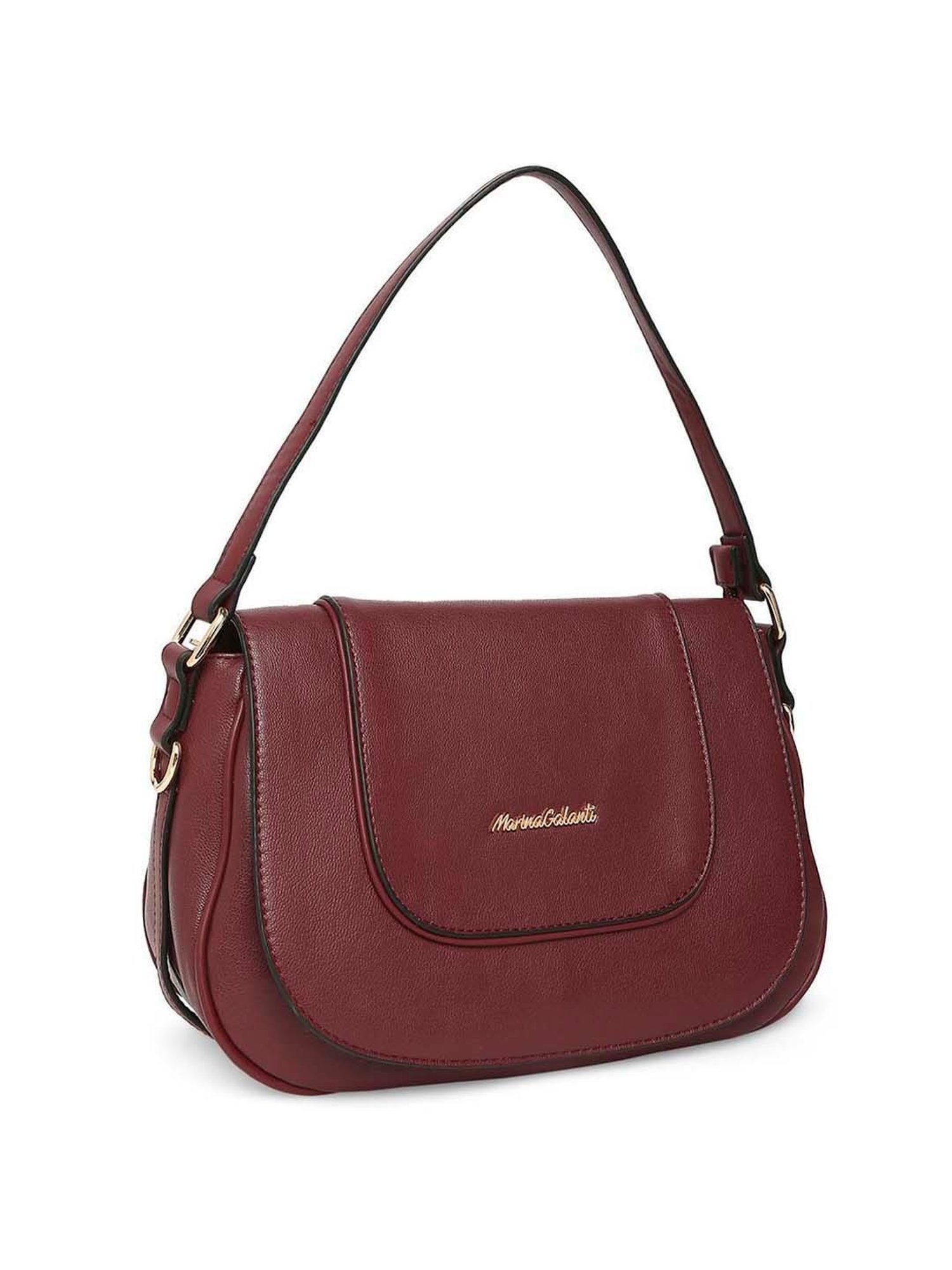 Marina Galanti Maroon Solid Medium Handbag