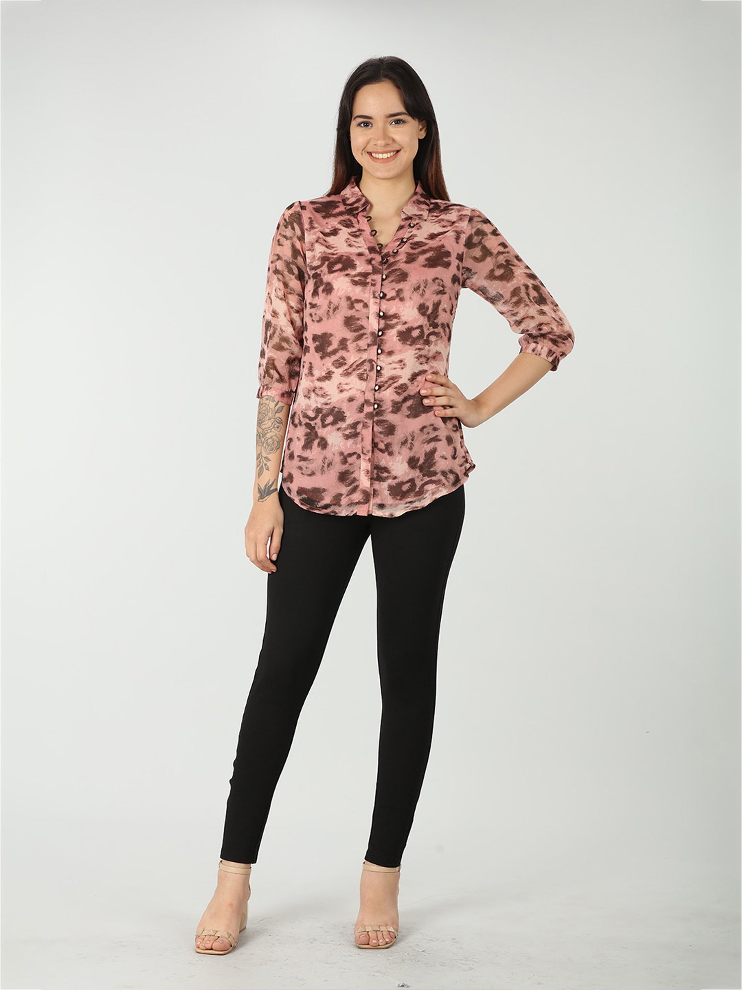 Mustard Pink Printed Shirt