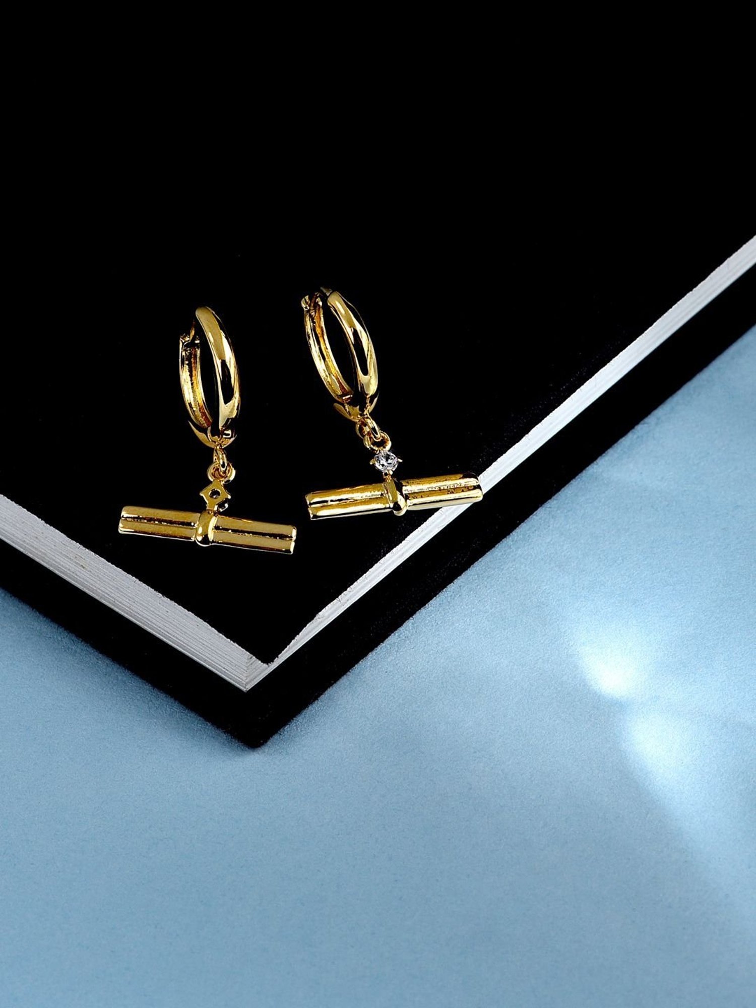 Accessorize London T Bar Golden Drop Earrings