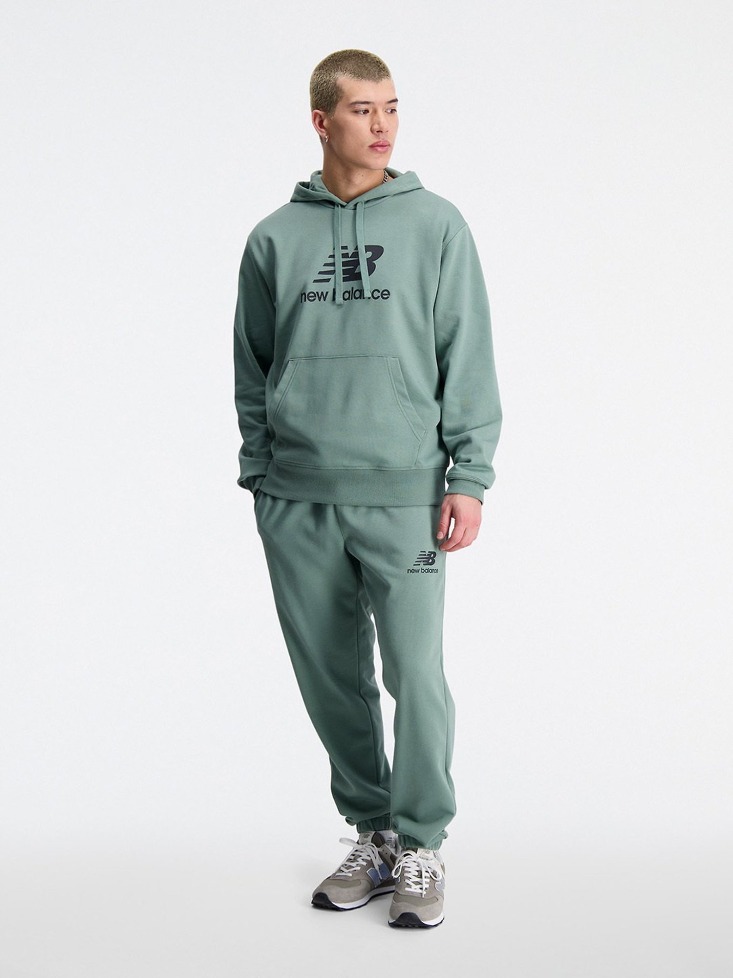 New Balance Green Comfort Fit Logo Print Hooded Sweatshirt