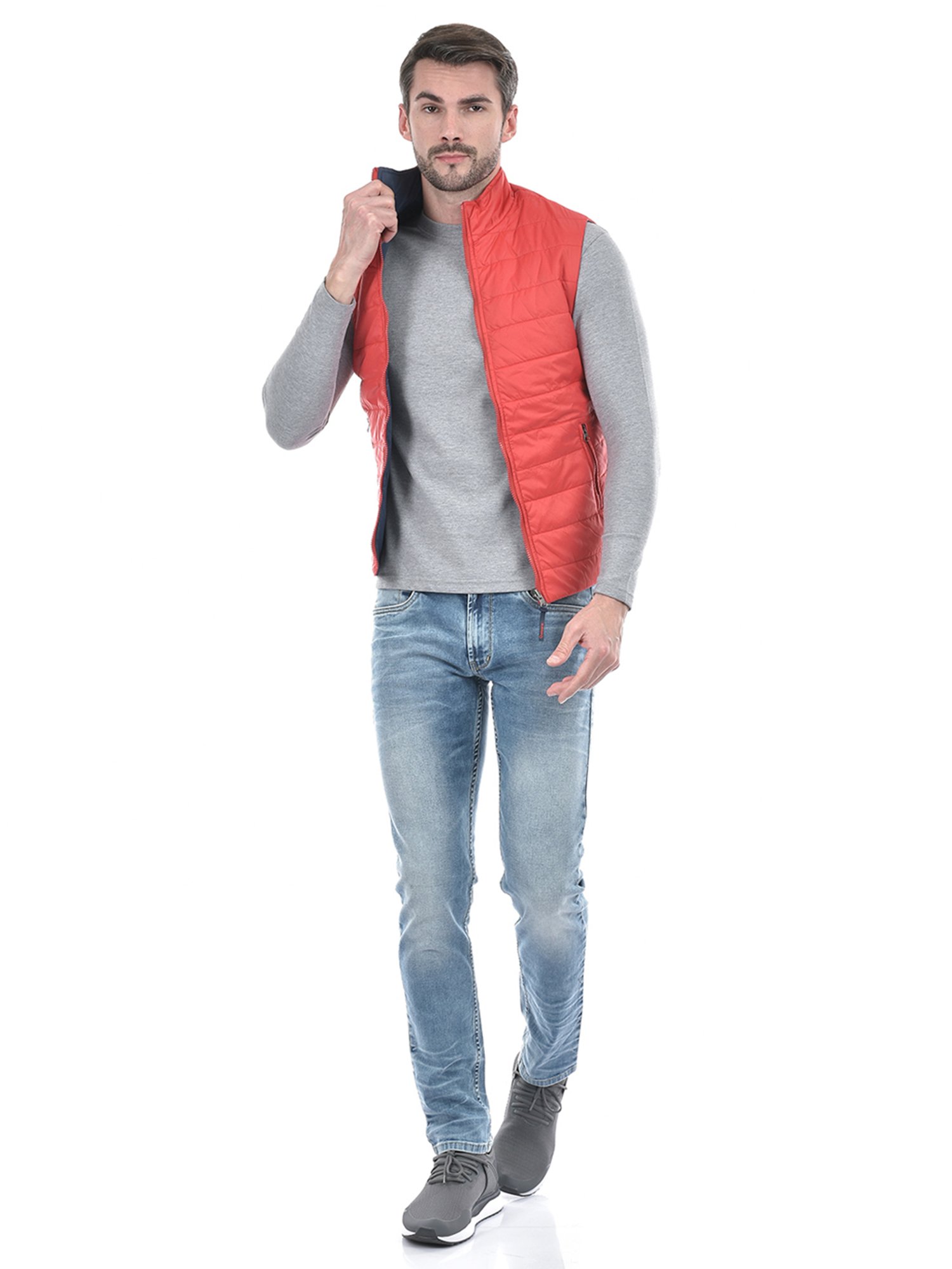 Integriti Red & Navy Regular Fit Reversible Jacket