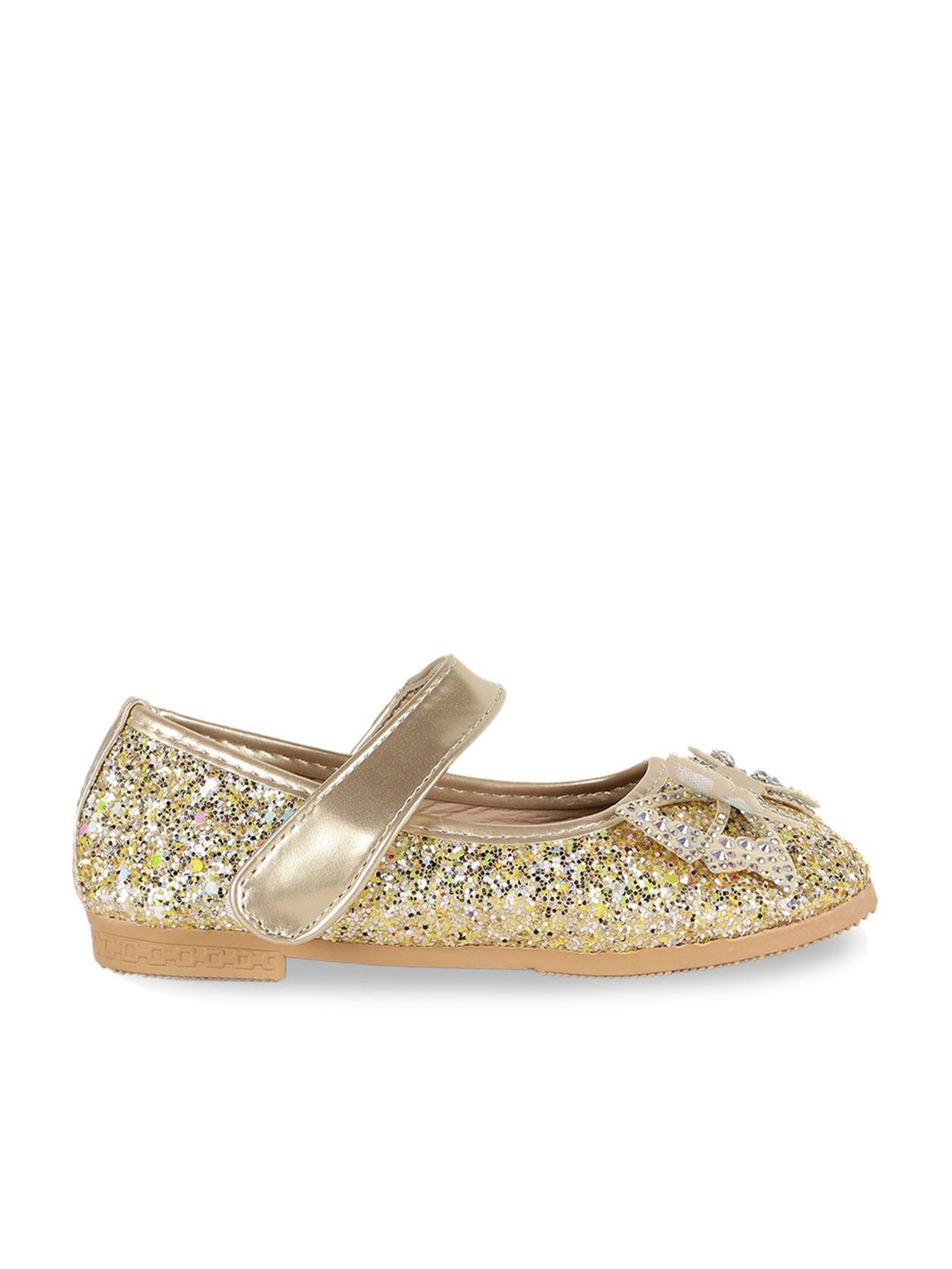 Passion Petals Kids Gold Mary Jane Shoes