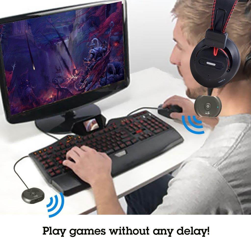 Avantree Pre-paired 2 PCS APTX LOW LATENCY Certified bluetooth transmitter for tv and reciver for wired headphones - Wireless watch tv without LIP SYNC DELAY