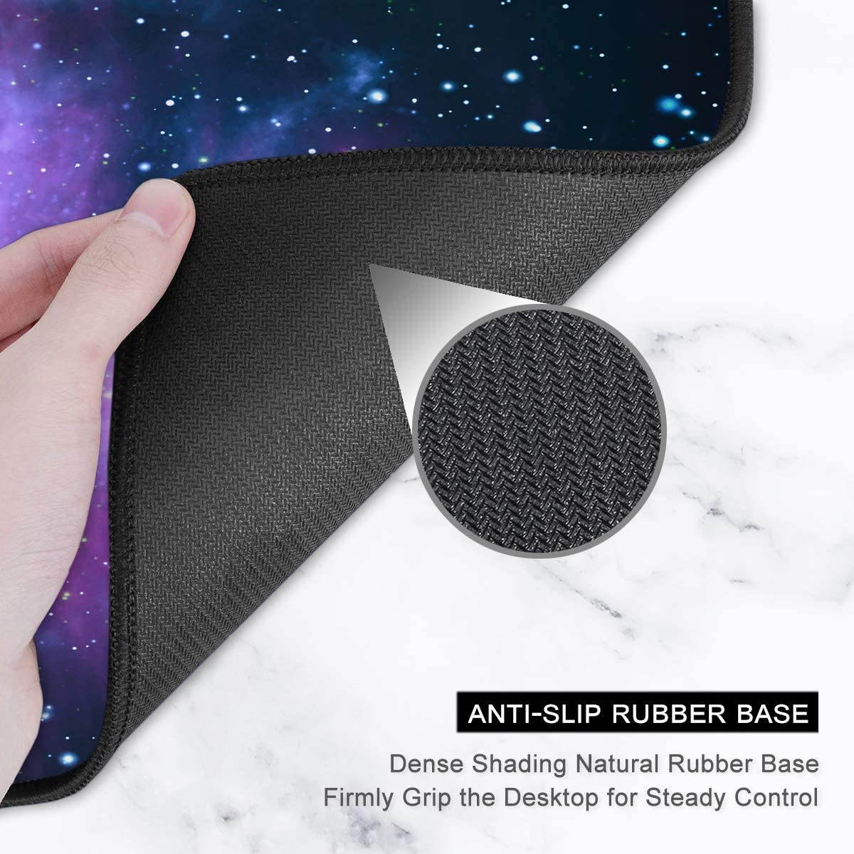 Large Mouse Pad, Full Desk XXL Extended Gaming Mouse Pad 35" X 15", Waterproof Desktop Mat with Stitched Edges, Non-Slip Laptop Computer Keyboard Mousepad for Office and Home, Galaxy Design