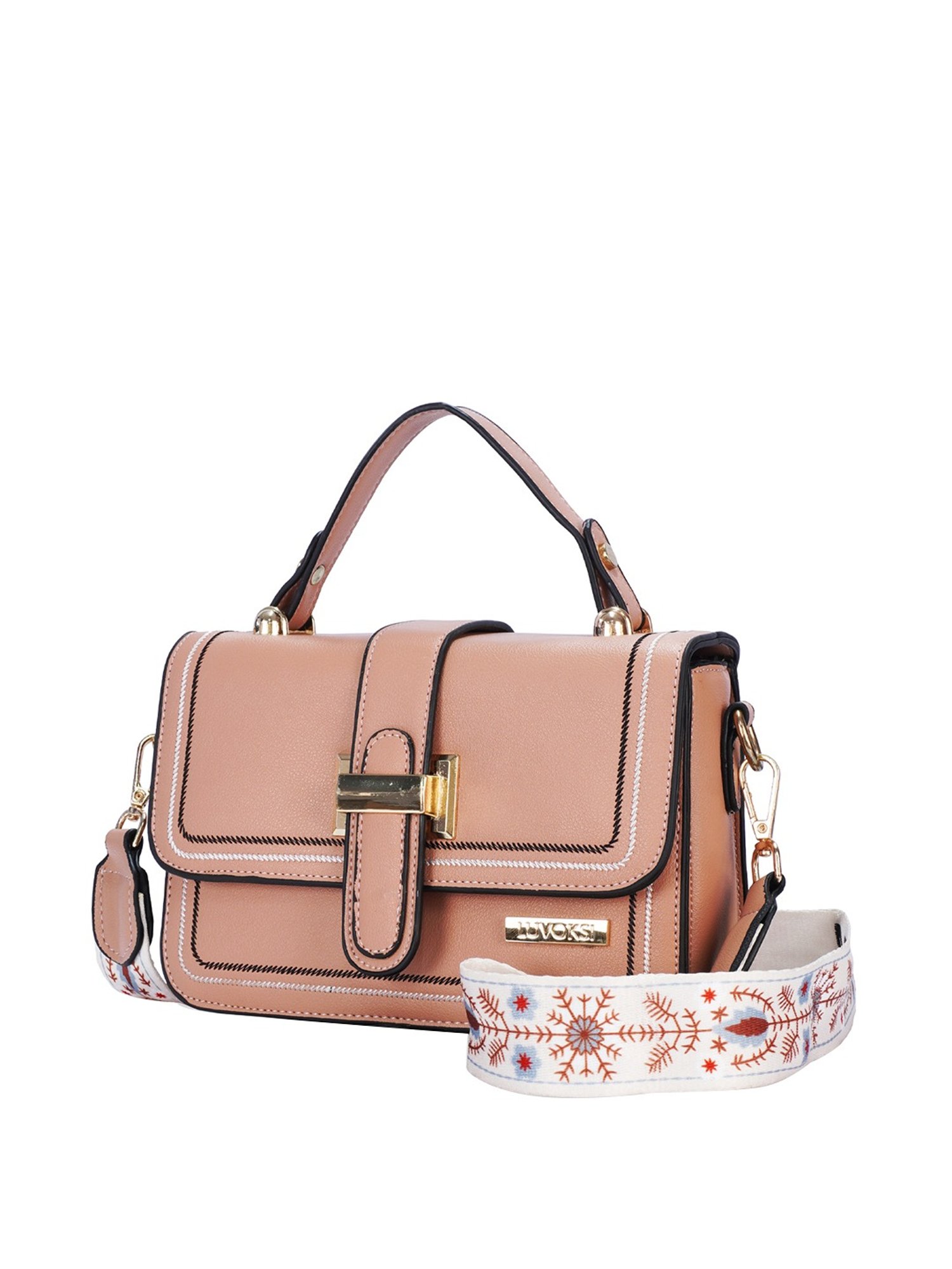 Luvoksi Pink Textured Medium Satchel Handbag