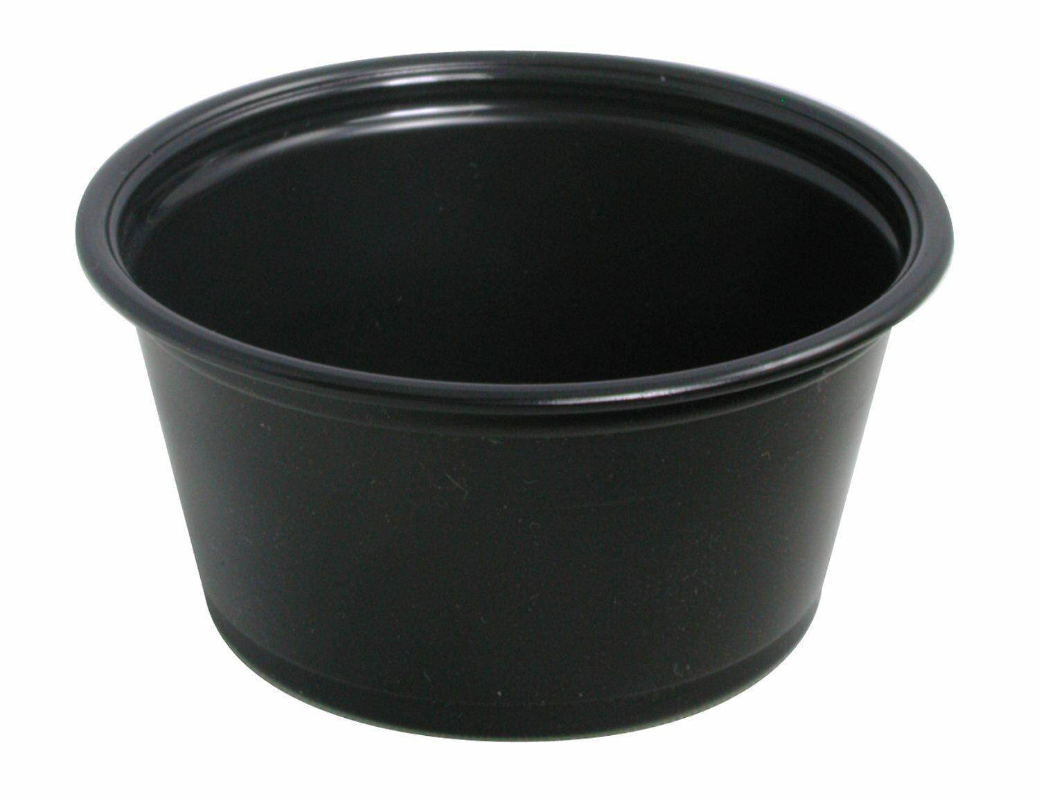 Dart 200PCBLK, 2 Oz Conex Black Portion Polypropylene Cups with Lids, (100)