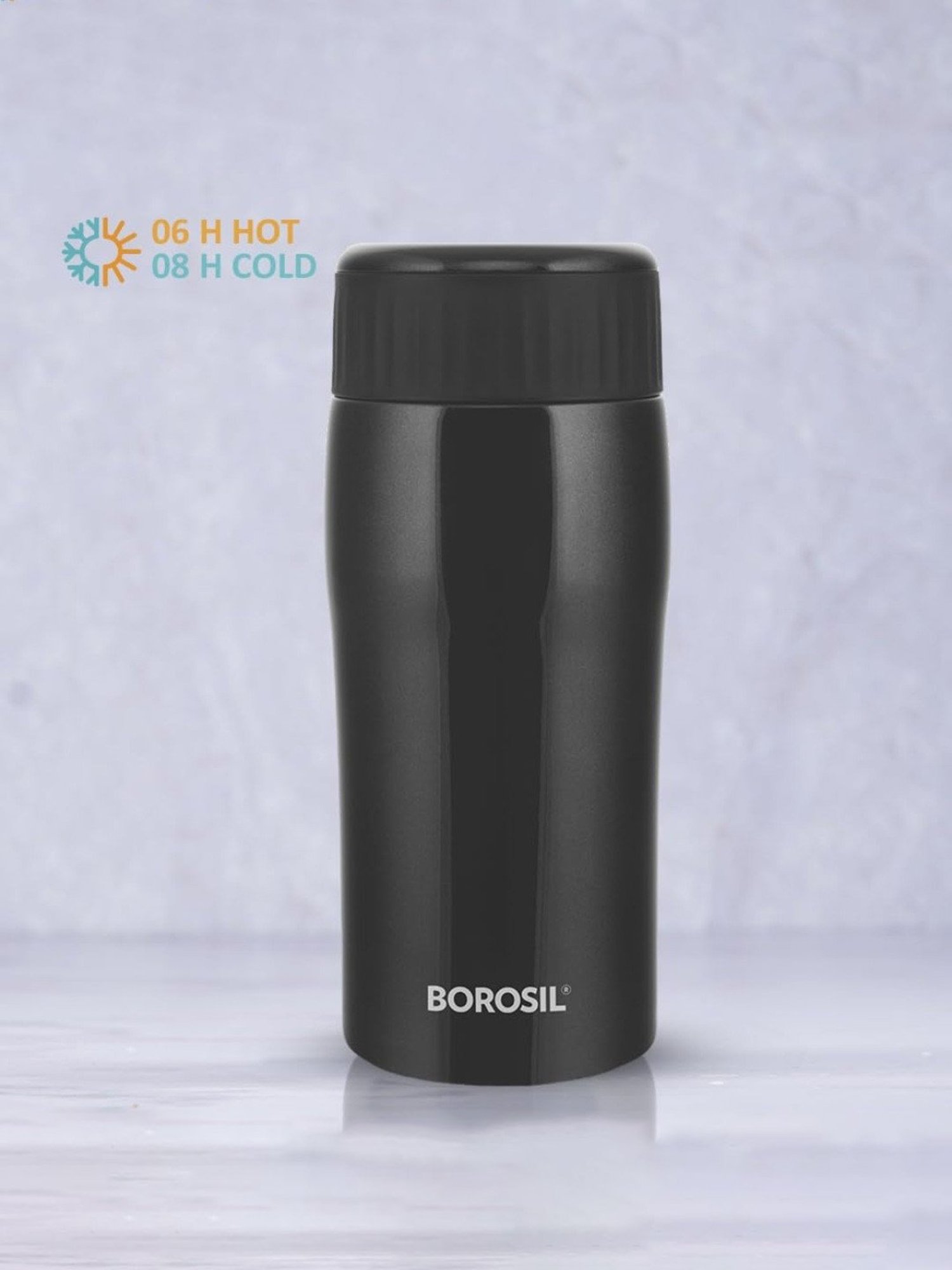 Borosil Black Stainless Steel 6 Hours Hot and 8 Hours Cold Water Bottles (320ml)