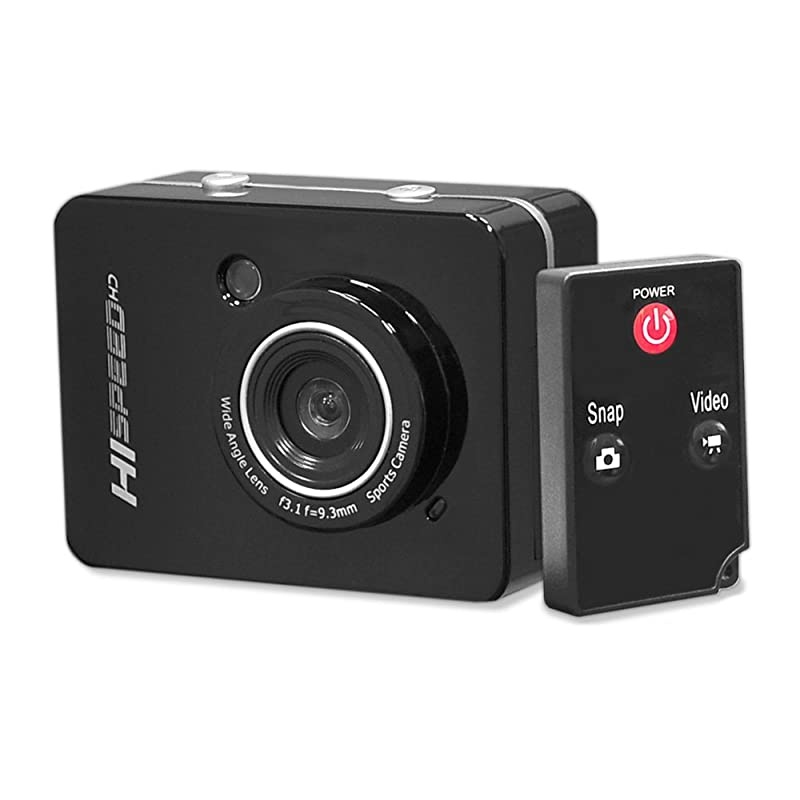 Hi Speed Sports Action Camera - HD 1080P Mini Camcorder w/ 12 MP Cam, 2.4" Touch Screen USB SD Card HDMI, Battery - Waterproof Case, USB Cable, Wireless Remote Control, Mount -  PSCHD60BK (Black)