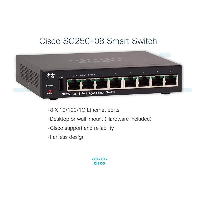 SG25008 Smart Switch with 8 Gigabit Ethernet GbE Ports with 8 Gigabit Ethernet RJ45 Ports Limited Lifetime Protection SG25008K9NA