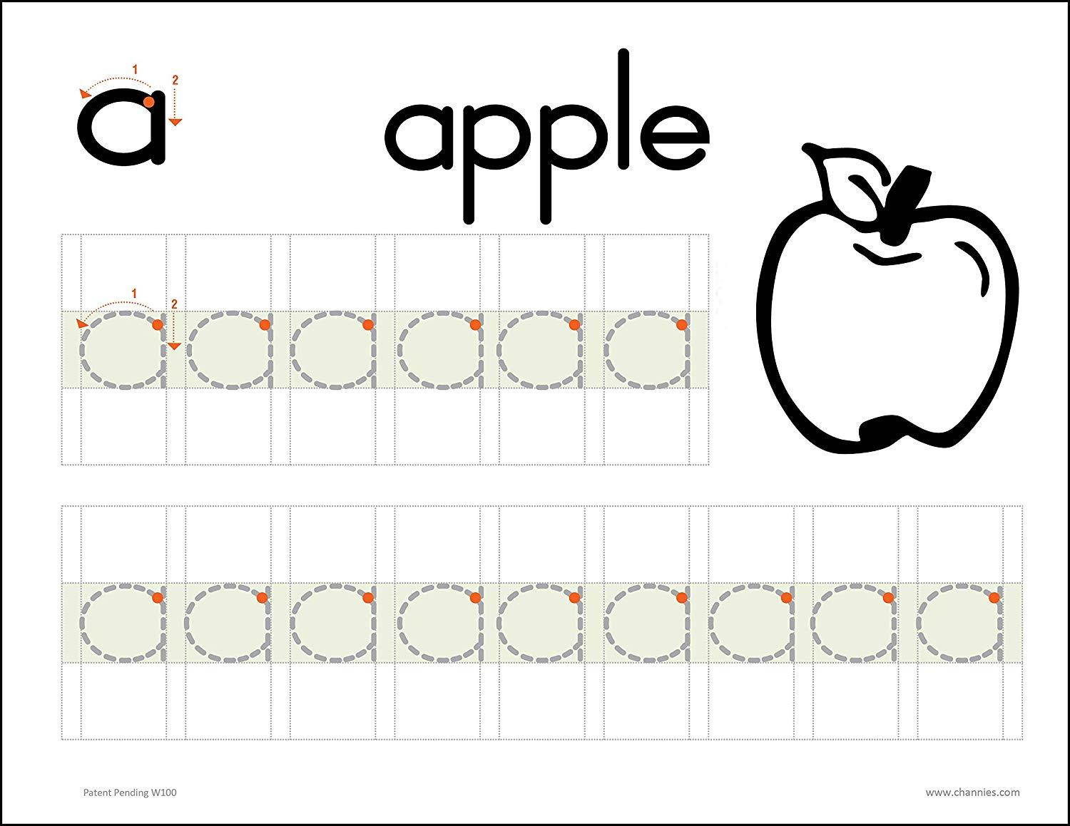Channie&rsquo;s My First Letters, Easy to Trace, Write, Color, and Learn Alphabet Practice Handwriting & Printing Workbook, 80 Pages Front & Back, 40 Sheets, Grades PreK - 1st, Size 8.5  x 11