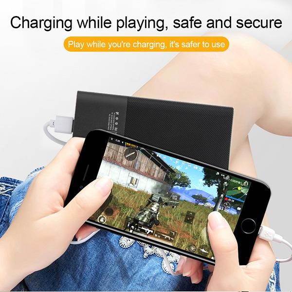 Portable 10000mAh Power Bank Dual USB Battery Pack - Black